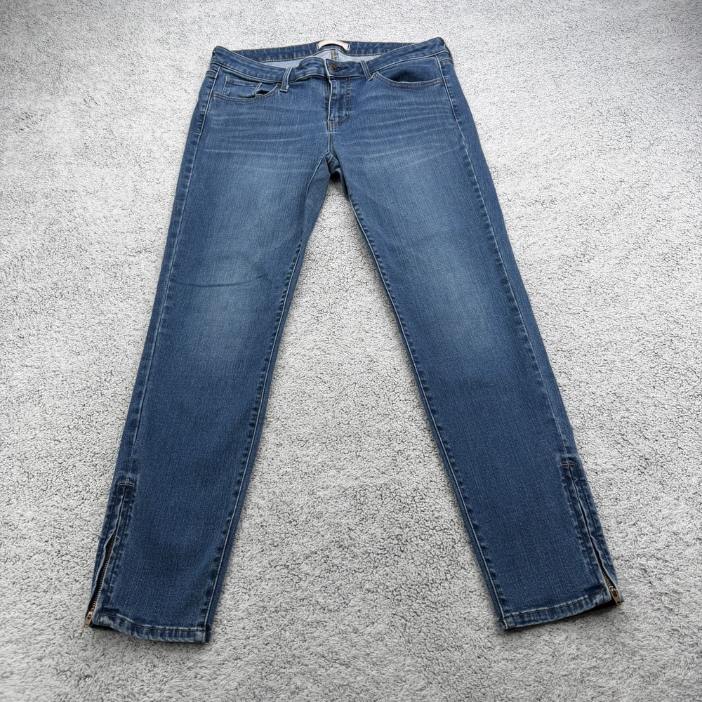 Uniqlo Jeans Women 30x26.5 Blue Skinny Stretch Mid Rise Ankle Zip Denim Pants